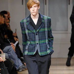 Yohji Yamamoto Pour Homme Fall 2008 Runway Cropped Tartan Plaid  Wool Jacket